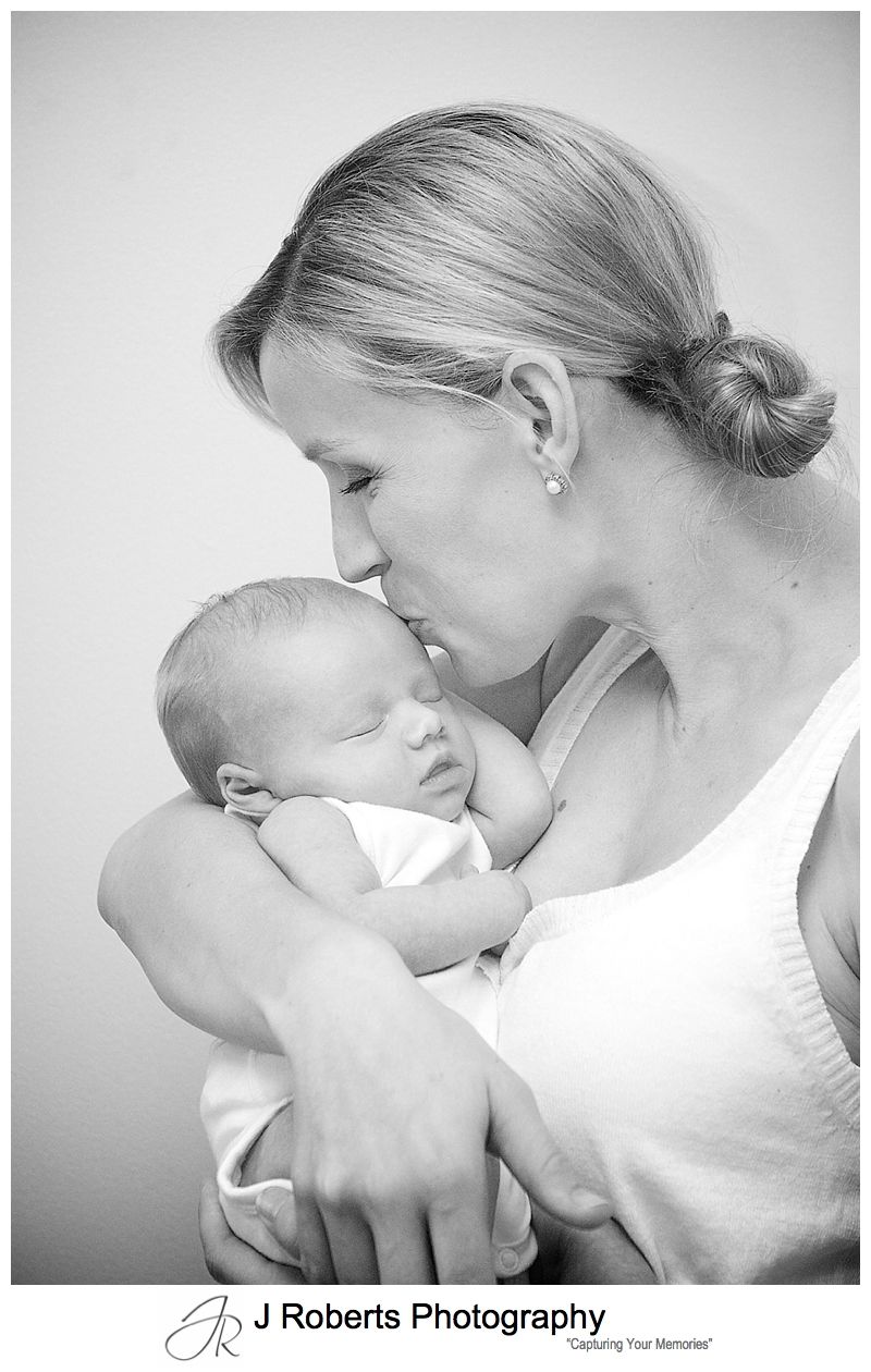 MOther kissing he baby son - sydney baby portrait photographer